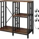 Adjustable Kitchen Bakers Rack with Power Outlet,4-Tier Microwave Stand Kitchen Cart,Mini Fridge Stand with Storage,Bar Cabinet,Suitable for Office,Coffee Bar,Living Room,Patio,Rustic Brown