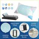 Chaise Head Rest Pillows Set of 2, Outdoor Lounge Pillow Lumbar Pillows with Insert and Adjustable Elastic Strap Decorative Pillows for Patio Beach Pool Chair, Light Blue Gray Flower