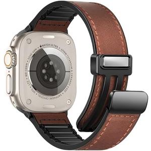 WestEagle Magnetic Leather Bands Compatible with Apple Watch 49mm 46mm 45mm 44mm 42mm(S3/2/1) for Men Women, Genuine Leather with Magnetic Buckle for iWatch Ultra1/2/3 Series SE11/10/9/8/7/6/5/4/3/2/1