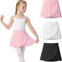 3 Pack Girl's Ballet Skirts | Ballet Skirts, Toddler, Wrap, Dance, Ballerina Dress, Cross over, Pull on, Elastic Waist, Yoga, 2-12 Years (White)