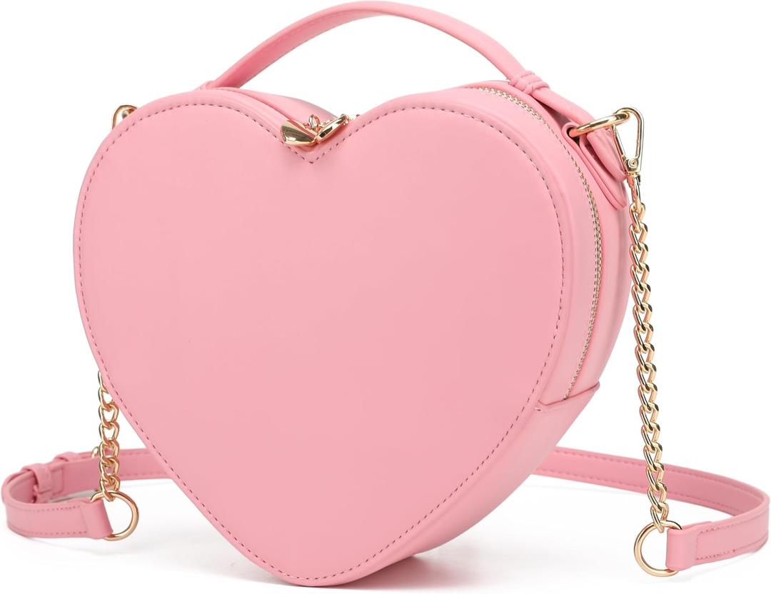 lola mae Heart Shape Crossbody Purse for Women  Cute Valentines Gift Handbag, Zip-Around Shoulder Bag for Teens (Pink-759)