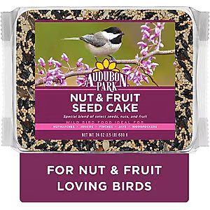 AUDUBON PARK, Nut & Fruit Seed Cake, Wild Bird Food 1.5LBS, 2 Pack 3 Pounds Total, Best By: May-14-2026