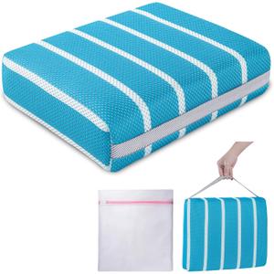 OS OMYSTYLE Hot Tub Booster Seat Cushion Pillow for Indoor or Outdoor Use, Weighted Spa Pillow with Washable 4D Mesh Cover & Non-Slip Bottom, Hot Tub Accessories for Adults - 16 x 12 x 4.3 Inch, Blue