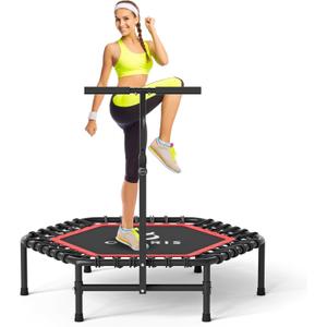 CLORIS 45'' Rebounder Trampoline for Adults - Max Load 450lbs, Trampoline with Adjustable Foam Handle Indoor/Outdoor Fitness Body Exercise (Red)