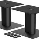 Suptek 7.9 x 6.5" Universal Desktop Speaker Stands Pair for Bookshelf & Desktop Speakers 6.1" Tall Sturdy Base for Studio Monitors, PC, Gaming & Home Audio, Black, SDM003MB