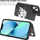 LETO for iPhone 13 Mini Case,Flip Folio Leather Wallet Cover with Fashion Flower Designs for Girls Women,Built-in Card Slots Kickstand Protective Shell White Florals