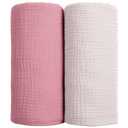lulumoon Muslin Swaddle Blanket Baby - Cotton Swaddling Blanket Soft Baby Receiving Blankets Neutral 2 Pack, (Pink)