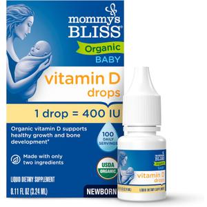 Mommy's Bliss Organic Drops No Artificial Color, Vitamin D, 0.11 Fl Oz