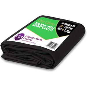 CCS Canvas Drop Cloth  Heavy Duty Cotton Duck Cloth Tarp for Curtains, Tablecloths, Backdrops, Painting  Washable & Reusable Floor Cover, Dust Sheet for Furniture (Black, 6x10 Ft)