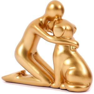 Dog Dad Gifts for Men, Cute Figurines Statue,Unique Mini Shelf Decor for The Home,Room,Bathroom,Office,Lovely Decorations for Dogs Lover (Gold)