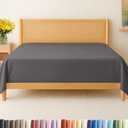 Full Size Flat Sheet - Hotel Quality Top Flat Bed Sheet Only - Ultra-Soft, Breathable & Cooling - Fade & Wrinkle Free - Easy-Care, Stain & Shrink Resistant Bedding - Easy-Fit & Oeko-Tex - Dark Grey