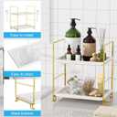FSyueyun 2-Tier Bathroom Counter Organizer, Tool-Less Vanity Organizer for Skincare, Premium Plastic Bathroom Organizer Tray for Perfume & Cosmetics, White & Gold, Small