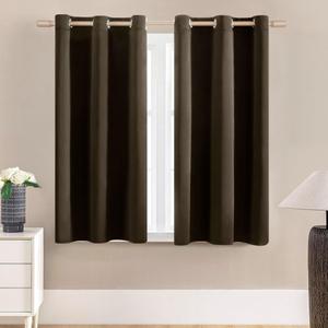 XTMYI Dark Brown Curtains for Living Room,Short Blackout Waterproof Shower Window Curtains for Bathroom Set,48 Inch Length