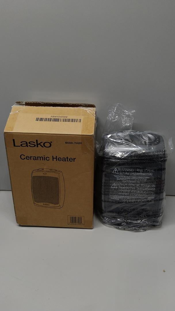 Lasko Portable Indoor Electric Ceramic Space Heater with TipOver Safety Switch, Overheat Protection and Thermostat, 2 Speeds, Safe for Home, 9.2 Inches, Dark Gray, 1500W, 754201