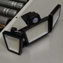 Tuffenough Solar Outdoor Lights 2500LM 210 LED Security Lights with Remote Control,3 Heads Motion Sensor Lights, IP65 Waterproof,270 Wide Angle Flood Wall Lights with 3 Modes(2 Packs)