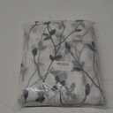 WUBODTI Grey Embroidered Leaf Patterned Sheer Curtain 84 Inches Long 2 Panels Set for Living Room, Rod Pocket Gray and White Light Filtering Faux Linen Leaves Curtains for Bedroom Dining Room