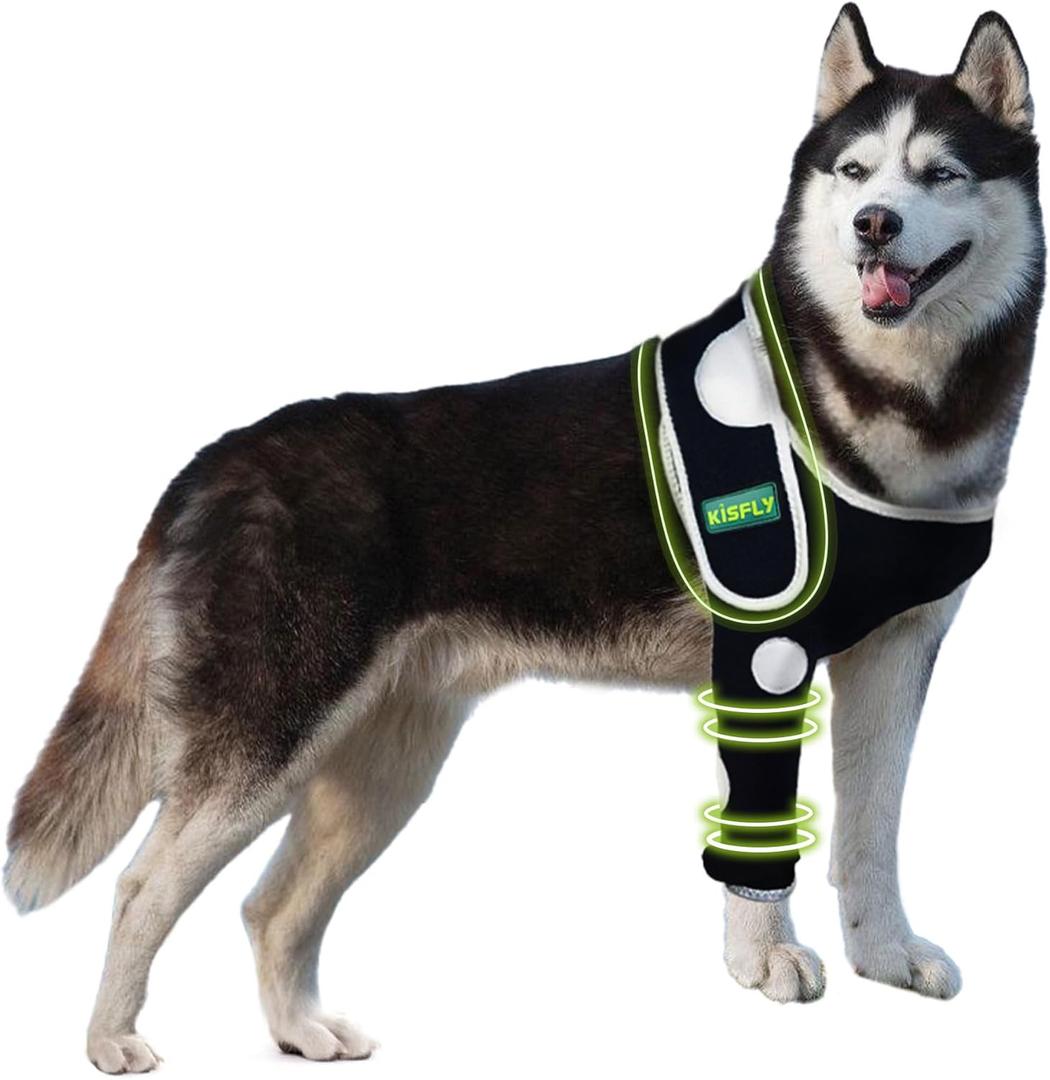 Dog Elbow Protector Prevents Elbow Hygroma, Elbow Calluses, Arthritis, Dysplasia and Pressure Sores, with Reflective Material Makes Night Activities Safer- Right Leg, Medium 