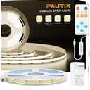 PAUTIX COB LED Strip Lights,UL Listed Dotless LED Lights with RF Remote,32.8ft Natural White 4000K Super Bright Dimmable 24V Flexible LED Tape Light,Kitchen Cabinet,Office,Stairs,Shelf Indoor Lighting