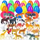 24 PCS Prefilled Easter Eggs with Realistic Animal Figurines Toys, Easter Basket Stuffers for Kids Hunting Games, Easter Eggs with Toys Inside for Basket Stuffers Fillers