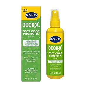 Dr. Scholl's ODOR-X FOOT ODOR PROBIOTIC SPRAY, 4 oz // Immediately Eliminates The Worst Odors - Prevents Embarrasing Odors From Returning - Restores Skin's Microbiome (4 Ounce (Pack of 1))