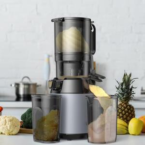 Electric Masticating Fruit Vegetable Juicer, 1.8L Cold Press Slow Juice Maker, 133mm Feed Chute, Anti-drip Triple Filtration Technology for Household