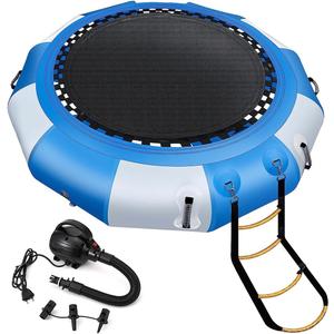 6.5FT Inflatable Swim Platform Water Trampoline for Lake, Recreational Water Bouncer Floating Trampoline with 4-Step Rope Ladder for Adults/Kids