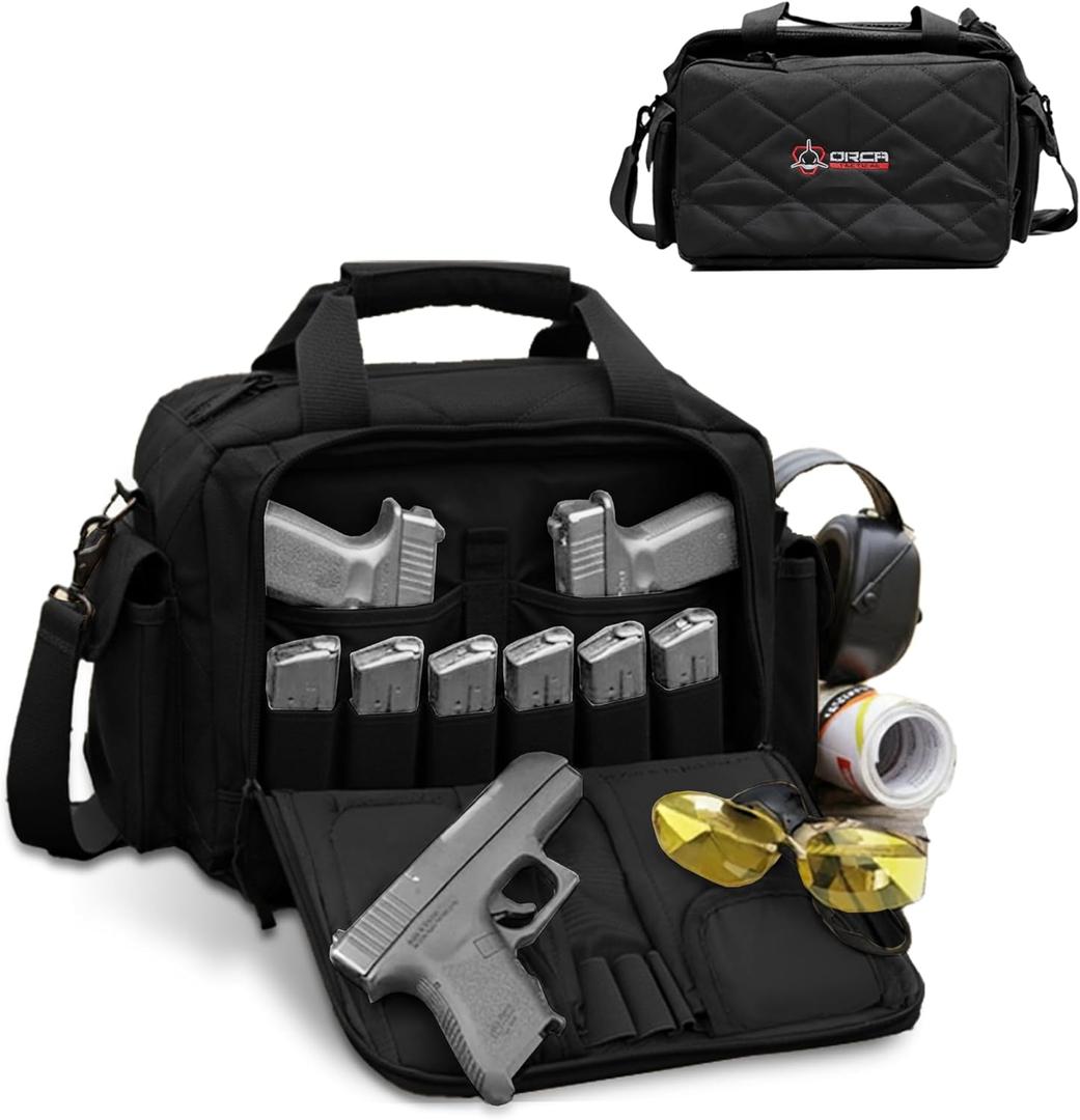  Range Bag for Shooting 3+ Compact Pistol Revolver Range Bag for Handguns and Self Standing Bag Handguns Bag with Durable Double Stitching Lockable YKK Zippers (Black)