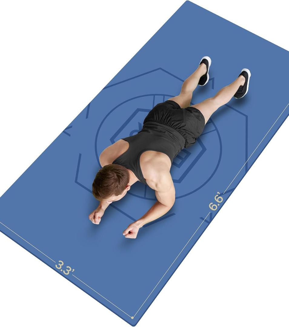 Large Exercise Mat (6'x 3'), Extra Wide Workout Mat for Men and Women, Yoga Mat Thick 1/4 Exercise Mats Non-Slip, Non-Toxic, Large Fitness Mat Perfect for Barefoot Exercise (Yoga, Pilates, Stretching, Meditation)