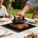 Cast Iron Grill Press - Heavy Duty 2lbs Rectangle Smash Burger & Bacon Press with Wood Handle, Non-Stick Ribbed Grill Weight for Steak, Sandwiches & Perfect Grill Mark
