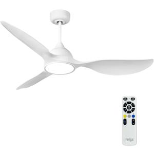 reiga 52 inch White Modern Ceiling Fans with Lights Remote Control, Quiet Reversible DC Motor, 3 Blade High Flow for Living Room Bedroom Farmhouse (White, no Wifi)