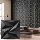 12 Pack 3D Wall Panels for Interior Wall Decor,PVC Textured Wall Panel for Home and Office Interiors, Black, 12"x12", Covers 11 Sq.Ft.