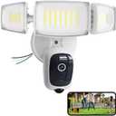 Olafus Floodlight Camera Outdoor  2K QHD Security Cam with Motion-Activated Flood Lights, Custom Detection Zones, Color Night Vision, 2-Way Talk & 55W Dimmable Lighting White