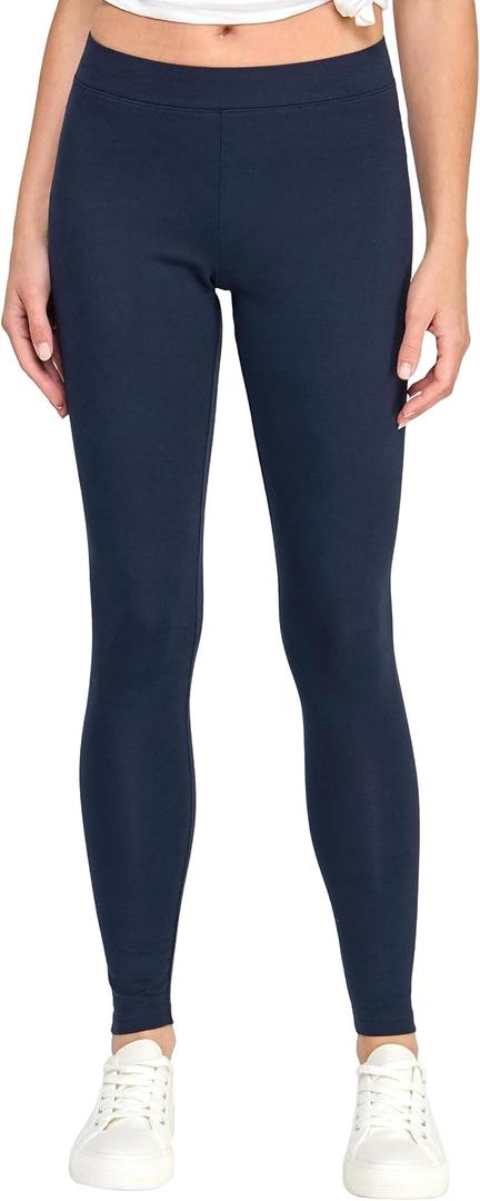 GREEN VOYAGE Women's GOTS Certified Organic Cotton Mid Rise Super Soft Knit Leggings, Size: L