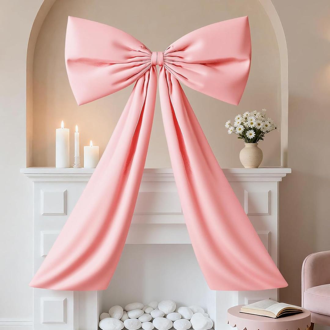 Pink Large Bow Decor Big Bow for Room, Coquette Giant Ribbon Tie for Birthday Party Backdrop Wall Decor, Coquette Bows Decor for Room Wedding Baby Shower Decorations (Pink, 24 x 36 Inches)