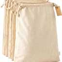 LEAFICO Cotton Storage Bags  X-Large 14x17 Inch (6-Pack)  Reusable Muslin Bags with Drawstrings  Biodegradable Canvas Fabric Sacks  Perfect for Bread, Bulk Produce, Potatoes, Onions, Shoes