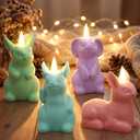 Bucherry 4 Pcs Easter Bunny Flameless Candle Light 7.5" LED Pastel Easter Rabbit Candles Battery Operated Spring Lighted Tealight Bunny Flickering Tea Light Gifts for Women Spring Home Table Decor