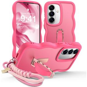 XYZ for Samsung Galaxy S26 Case with Stand & Strap, Wavy Phone Case