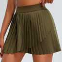 RUNNING GIRL Women's Pleated Tennis Skirts with Pockets High Waisted Tummy Control Casual Athletic Workout Golf Skorts (Green, XXL)