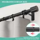Curtain Rods for Windows 72 to 144 Inches, Adjustable 1 Inch Black Curtain Rod for Outdoor Indoor, Modern Heavy Duty Drapery Rod, Room Divider, All Metal, Easy Install