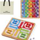 12 Inch Ludo & Snakes & Ladders 2-in-1 Classic Board Game for Adults & Kids, Includes 1 Board, 2 Dice, 16 Pieces, Rules & Carrying Bag