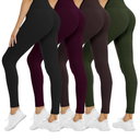 NexiEpoch 4 Pack Leggings for Women - High Waisted Tummy Control Soft Black Capri Yoga Pants with Pockets for Workout L-XL