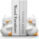 HINUGO Cute Duck Bookends Decoration, Book Ends for Heavy Books, Book Holders for Shelves in Home Office Children’s Rooms Desk Bookshelf