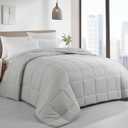 HOMBYS Oversized King Comforter 128x120, Lightweight Quilted Down Alternative Duvet Insert for All Season,Light Grey,8 Corner Tabs