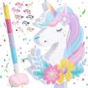 Unicorn Piñata - Unicorn Party Supplies Piñata Bundle with Hair Clip Blindfold and Bat, Pull String Pinata for Birthday Favors Decorations Supplies for Girls (16x12x3 Inches)