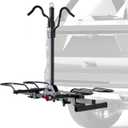 Rockland Foldable 2-Bike Rack with Lock, 200 lbs Capacity, Hitch Mount Bike Rack, Fits up to 5" Fat Tire Width and 50" Wheelbase, Bike Carrier Rack for 2" Receiver for Cars SUVs Vans RVs