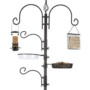 ERYTLLY Bird Feeding Station Kit Bird Feeder Pole Wild Bird Feeder Hanging Kit Planter Hanger Multi Feeder Hanging with Metal Suet Feeder Bird Bath for Attracting Wild Birds (91 Inch)