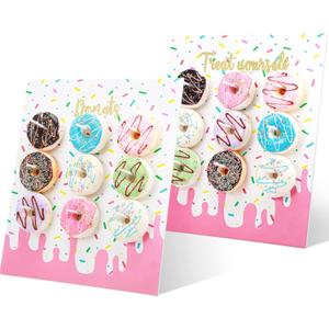 Yerliker 2 Pieces Donut Display Stand, Reusable Donut Holder Board, Party Wall Bagel Boards for Christmas Wedding Birthday Treat Holiday Gathering Parties