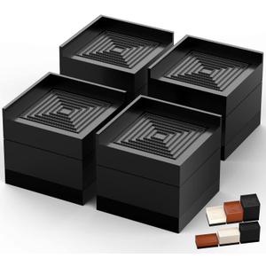 Furniture Risers, Tclouda Bed/Sofa/Desk/Table/Chair Leg/Fridge Lifts to 1.5, 3 and 4 in, Rectangle Adjustable Risers Blocks for Extenders, Heavy Duty Supports Up to 1300 Lbs, 3 in-Black-Square