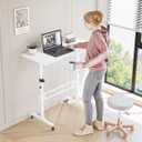 HOMIDEC Standing Desk, 32 Inch Portable Small Desk Adjustable Height, Rolling Home Office Desks with Wheels, Sit Stand Desk for Bedroom Walking Pad Home Office Small Space, White