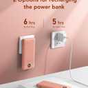 VEGER Portable Charger with Built-in AC Plug and Cables, All in One 10000mAh Ultra Slim Power Bank Travel Essentials, Fast Charging Battery Pack Compatible with iPhone, Samsung, More(Dark Pink)